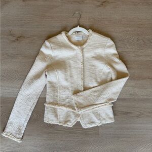 Anthropologie Cream Zippered Lady Jacket